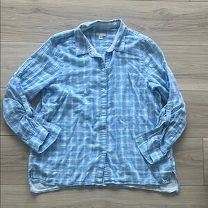 Blue Plaid Button-Up Shirt